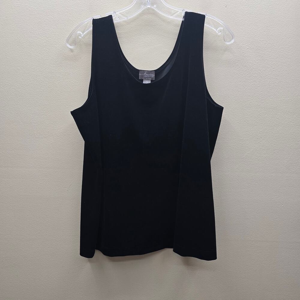 Chico's Travelers Velvet Tank Top Size 2 US Large Black Scoop Neck Party Event